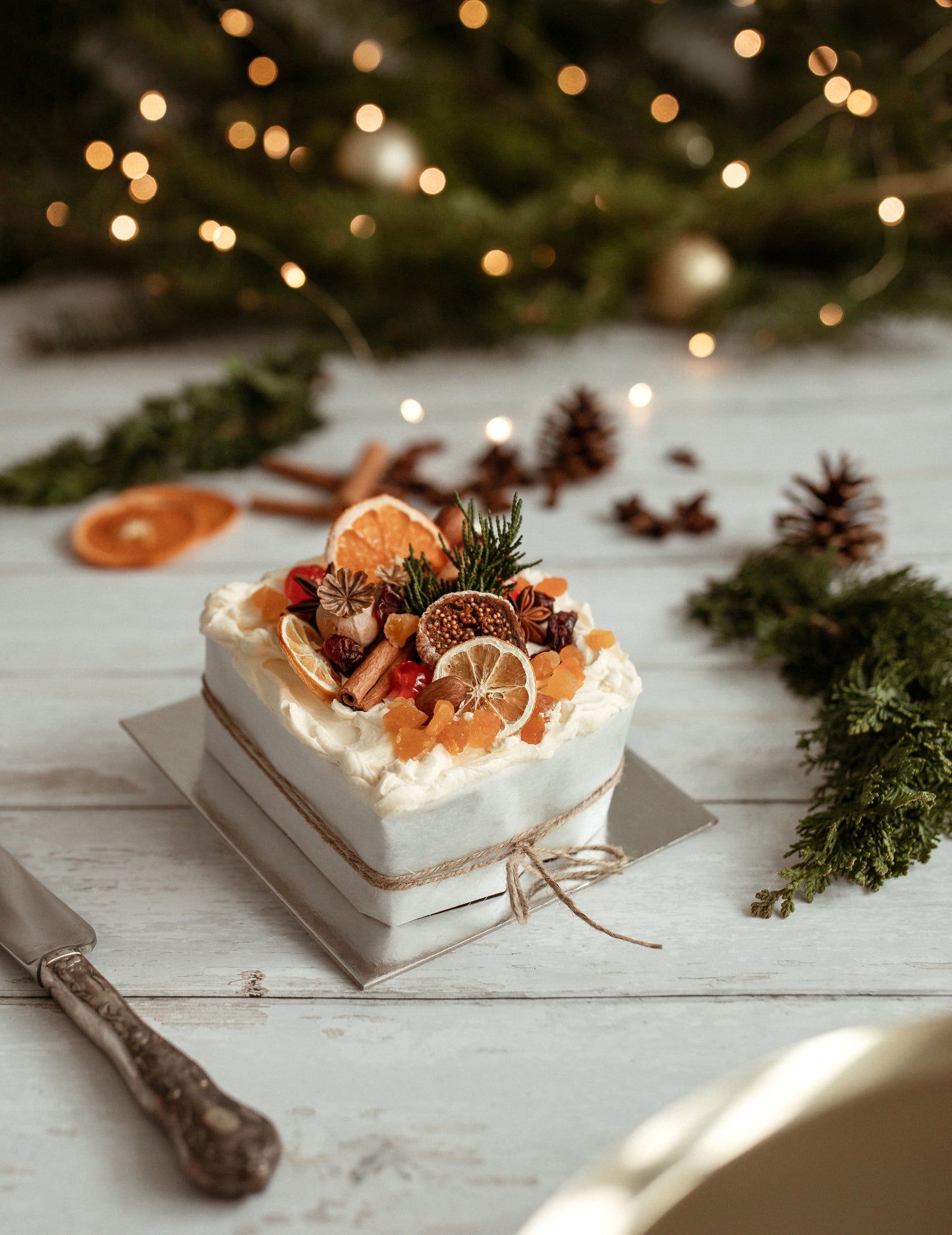 Small Christmas cake Brandy buttercream iced 10cmx10cm