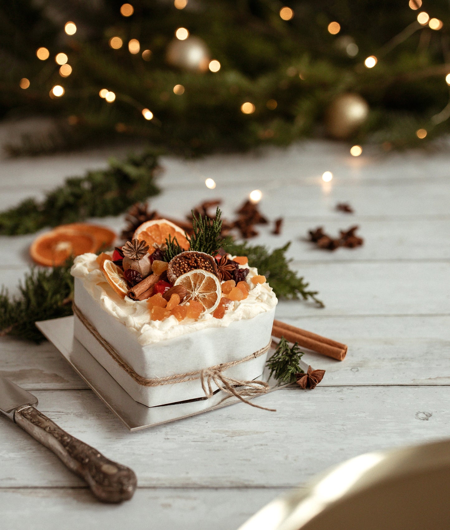 Small Christmas cake Brandy buttercream iced 10cmx10cm