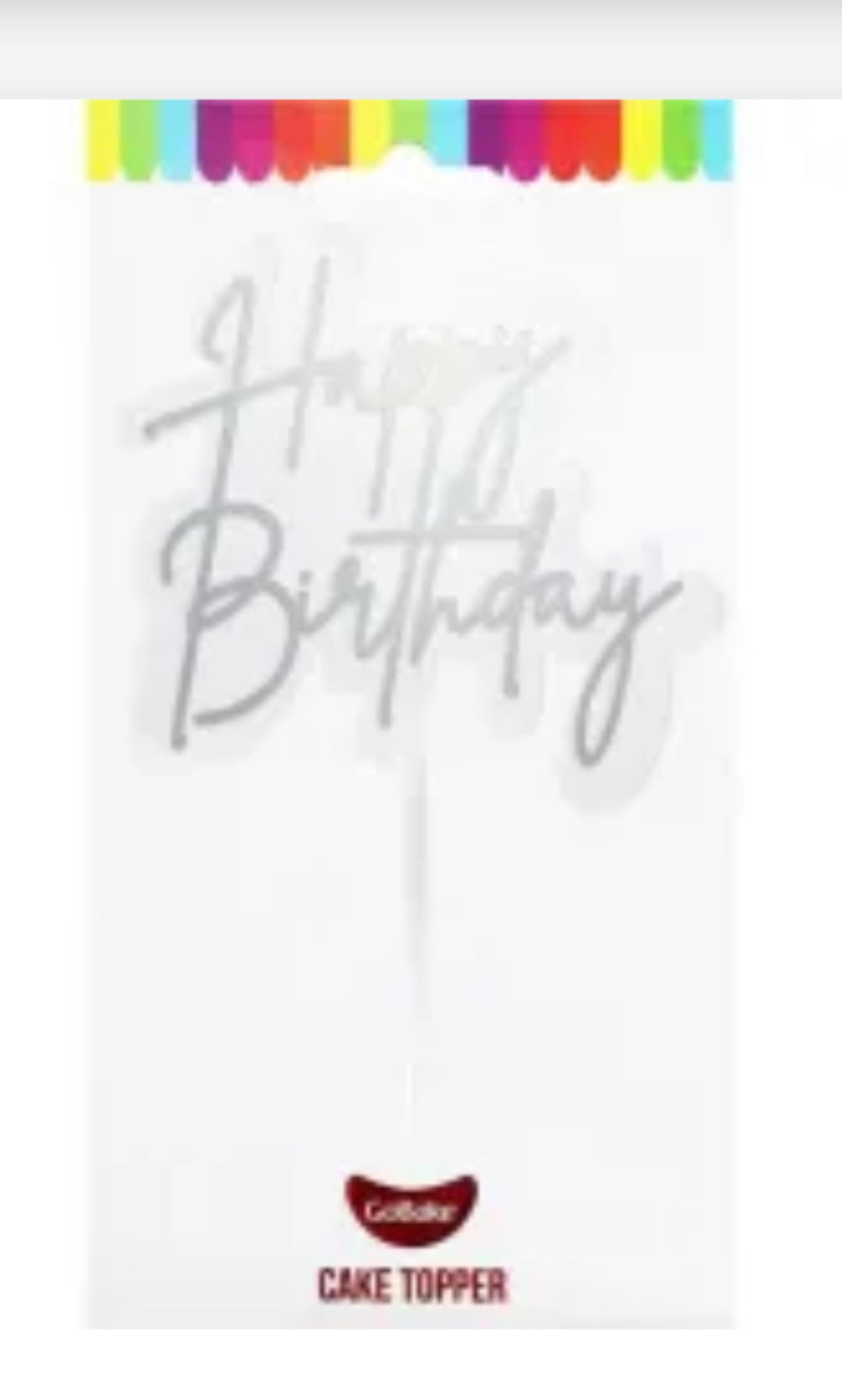 Happy Birthday Cake Topper - silver - small