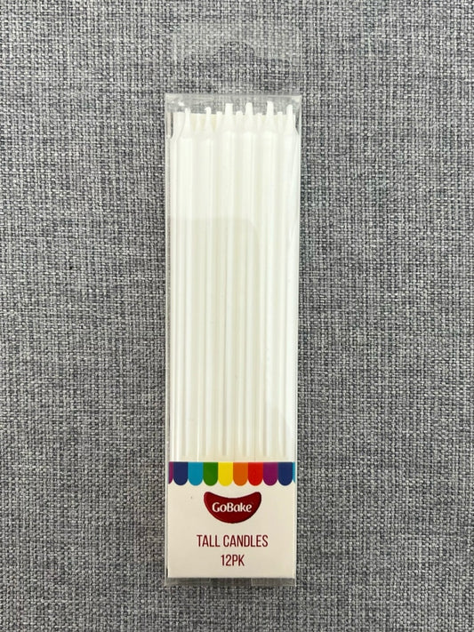 White tall candles - packet of 12